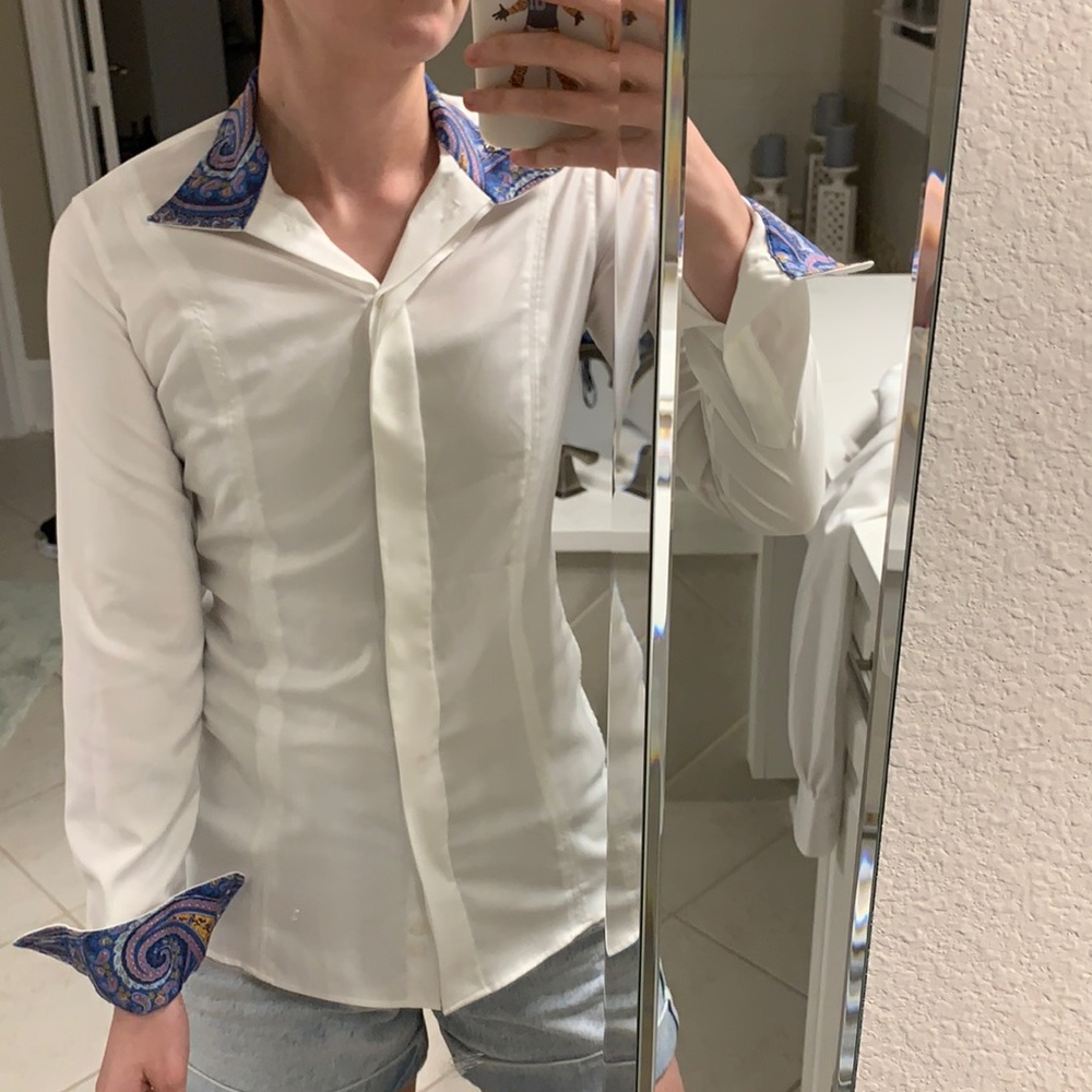 XS Essex Classics white show shirt with pattern